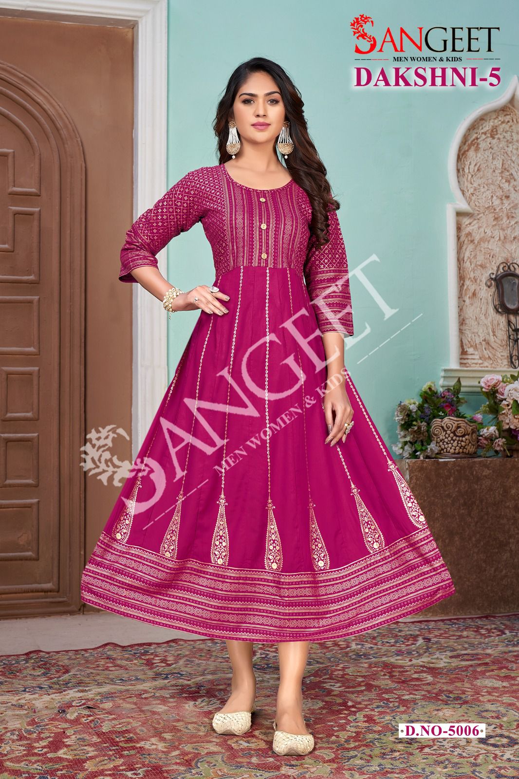 Sangeet Dakshni 5 Long Anarkali Kurtis Catalog